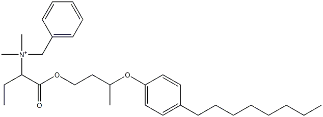 N,N-Dimethyl-N-benzyl-N-[1-[[3-(4-octylphenyloxy)butyl]oxycarbonyl]propyl]aminium 구조식 이미지