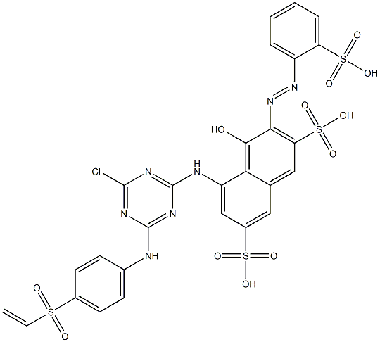 5-[[4-Chloro-6-[[4-(ethenylsulfonyl)phenyl]amino]-1,3,5-triazin-2-yl]amino]-4-hydroxy 3-[(2-sulfophenyl)azo]-2,7-naphthalenedisulfonic acid 구조식 이미지