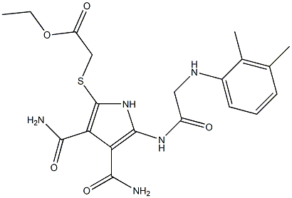 2-[[[(o,m-Dimethylphenyl)amino]acetyl]amino]-5-[(ethoxycarbonylmethyl)thio]-1H-pyrrole-3,4-dicarboxamide 구조식 이미지