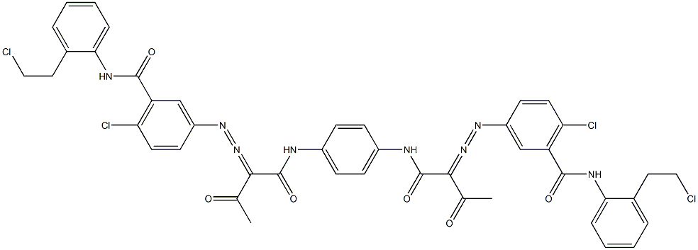 3,3'-[1,4-Phenylenebis[iminocarbonyl(acetylmethylene)azo]]bis[N-[2-(2-chloroethyl)phenyl]-6-chlorobenzamide] 구조식 이미지