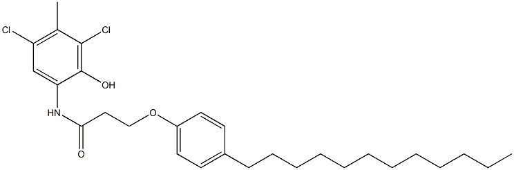 2-[3-(4-Dodecylphenoxy)propanoylamino]-4,6-dichloro-5-methylphenol 구조식 이미지