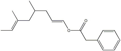 Phenylacetic acid 4,6-dimethyl-1,6-octadienyl ester Structure