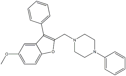 4-[(5-Methoxy-3-phenylbenzofuran-2-yl)methyl]-1-phenylpiperazine 구조식 이미지