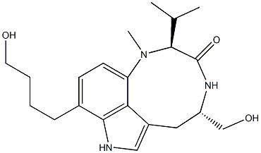 (2S,5S)-1,2,4,5,6,8-Hexahydro-9-(4-hydroxybutyl)-5-hydroxymethyl-2-isopropyl-1-methyl-3H-pyrrolo[4,3,2-gh]-1,4-benzodiazonin-3-one 구조식 이미지