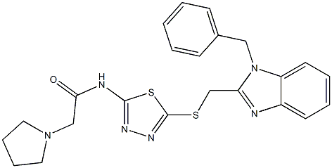 N-[2-[(1-Benzyl-1H-benzimidazol-2-yl)methylthio]-1,3,4-thiadiazol-5-yl]-2-(pyrrolidin-1-yl)acetamide Structure