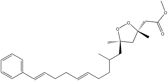 (3S,5R,10E,14E)-15-Phenyl-3,5,7-trimethyl-3,5-epidioxy-10,14-pentadecadienoic acid methyl ester Structure