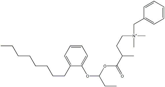 N,N-Dimethyl-N-benzyl-N-[3-[[1-(2-octylphenyloxy)propyl]oxycarbonyl]butyl]aminium 구조식 이미지