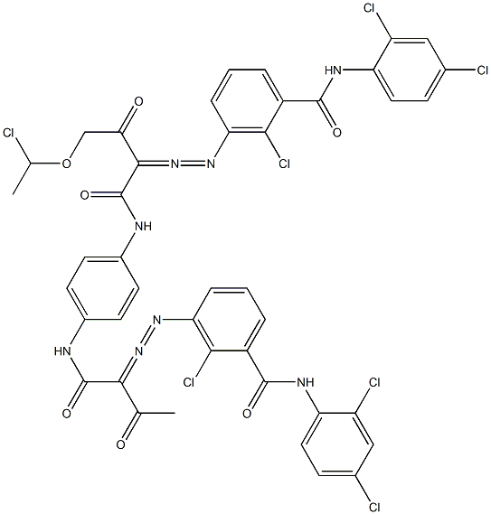 3,3'-[2-[(1-Chloroethyl)oxy]-1,4-phenylenebis[iminocarbonyl(acetylmethylene)azo]]bis[N-(2,4-dichlorophenyl)-2-chlorobenzamide] Structure