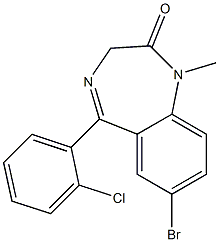 1-Methyl-5-(2-chlorophenyl)-7-bromo-1,3-dihydro-2H-1,4-benzodiazepin-2-one 구조식 이미지