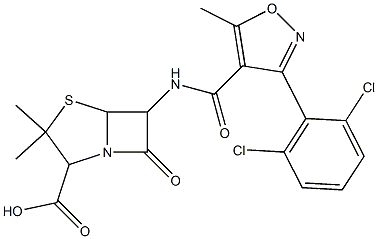 6-[3-(2,6-Dichlorophenyl)-5-methyl-4-isoxazolylcarbonylamino]-3,3-dimethyl-7-oxo-4-thia-1-azabicyclo[3.2.0]heptane-2-carboxylic acid Structure