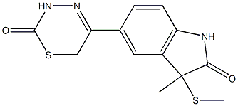 3,6-Dihydro-5-[(2,3-dihydro-3-methyl-3-methylthio-2-oxo-1H-indol)-5-yl]-2H-1,3,4-thiadiazin-2-one Structure