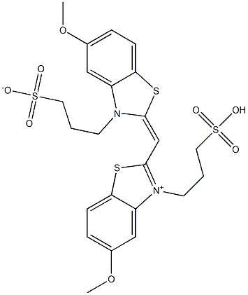 3-[[5-Methoxy-2-[[5-methoxy-3-(3-sulfonatopropyl)benzothiazol-2(3H)-ylidene]methyl]benzothiazol-3-ium]-3-yl]propane-1-sulfonic acid 구조식 이미지