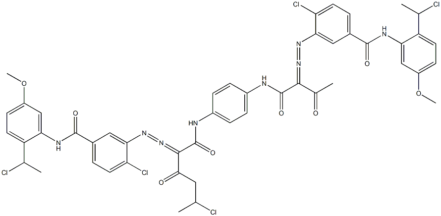 3,3'-[2-(1-Chloroethyl)-1,4-phenylenebis[iminocarbonyl(acetylmethylene)azo]]bis[N-[2-(1-chloroethyl)-5-methoxyphenyl]-4-chlorobenzamide] 구조식 이미지