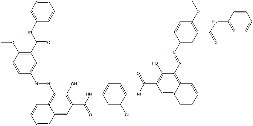 N,N'-(2-Chloro-1,4-phenylene)bis[4-[[4-methoxy-5-(phenylcarbamoyl)phenyl]azo]-3-hydroxy-2-naphthalenecarboxamide] 구조식 이미지