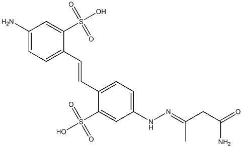 4-Amino-4'-[2-(3-amino-1-methyl-3-oxopropylidene)hydrazino]-2,2'-stilbenedisulfonic acid 구조식 이미지