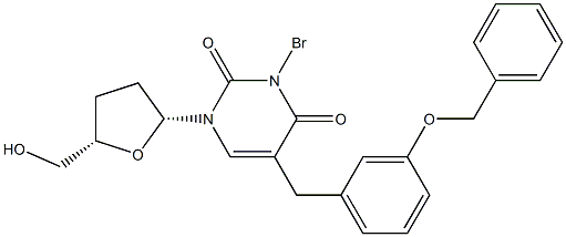 5-[3-(Benzyloxy)benzyl]-3-bromo-2',3'-dideoxyuridine 구조식 이미지