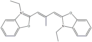 2-[3-[(3-Ethyl-2,3-dihydrobenzoxazole)-2-ylidene]-2-methyl-1-propenyl]-3-ethylbenzoxazole-3-ium Structure