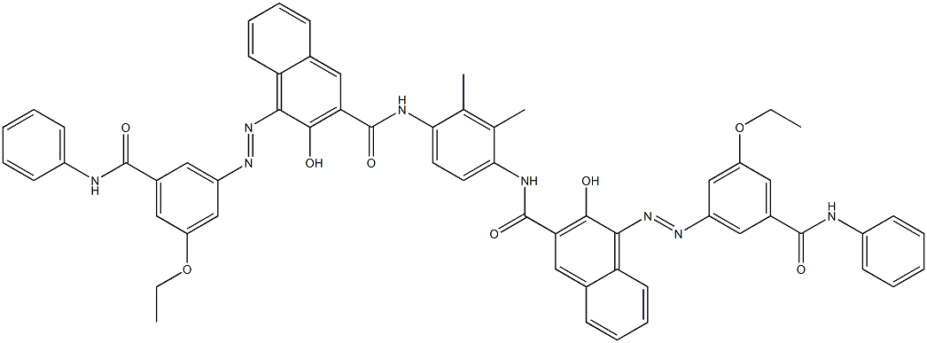 N,N'-(2,3-Dimethyl-1,4-phenylene)bis[4-[[3-ethoxy-5-(phenylcarbamoyl)phenyl]azo]-3-hydroxy-2-naphthalenecarboxamide] 구조식 이미지