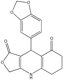 3,4,5,6,7,9-Hexahydro-9-(1,3-benzodioxol-5-yl)furo[3,4-b]quinoline-1,8-dione Structure