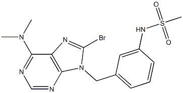 6-Dimethylamino-8-bromo-9-(3-methylsulfonylaminobenzyl)-9H-purine 구조식 이미지