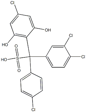 (4-Chlorophenyl)(3,4-dichlorophenyl)(4-chloro-2,6-dihydroxyphenyl)methanesulfonic acid 구조식 이미지