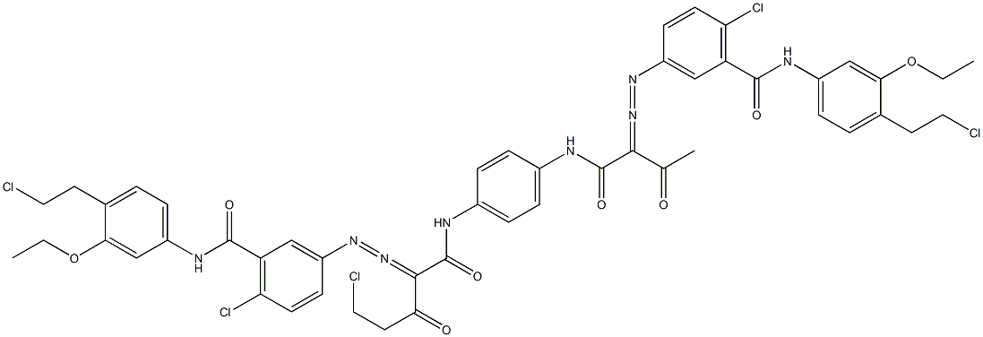 3,3'-[2-(Chloromethyl)-1,4-phenylenebis[iminocarbonyl(acetylmethylene)azo]]bis[N-[4-(2-chloroethyl)-3-ethoxyphenyl]-6-chlorobenzamide] Structure