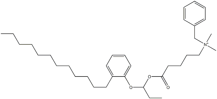 N,N-Dimethyl-N-benzyl-N-[4-[[1-(2-dodecylphenyloxy)propyl]oxycarbonyl]butyl]aminium 구조식 이미지