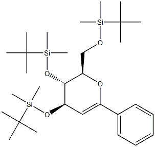 (4R,5R,6R)-5,6-Dihydro-2-phenyl-4,5-bis(tert-butyldimethylsilyloxy)-6-(tert-butyldimethylsilyloxymethyl)-4H-pyran 구조식 이미지