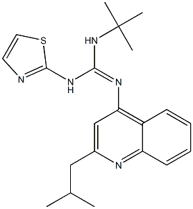 1-tert-Butyl-2-(2-isobutylquinolin-4-yl)-3-(thiazol-2-yl)guanidine 구조식 이미지