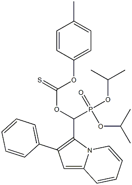 Thiocarbonic acid O-[(2-phenylindolizin-3-yl)[bis(isopropyloxy)phosphinyl]methyl]O-(4-methylphenyl) ester Structure