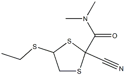 5-Ethylthio-2-(dimethylaminocarbonyl)-1,3-dithiolane-2-carbonitrile 구조식 이미지