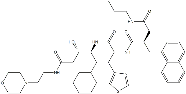 (3S,4S)-3-Hydroxy-5-cyclohexyl-4-[3-(4-thiazolyl)-2-[[(2R)-2-[propylaminocarbonylmethyl]-3-(1-naphthalenyl)propionyl]amino]propionylamino]-N-(2-morpholinoethyl)valeramide Structure