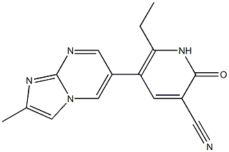 2-Methyl-6-[(1,2-dihydro-2-oxo-3-cyano-6-ethylpyridin)-5-yl]imidazo[1,2-a]pyrimidine 구조식 이미지