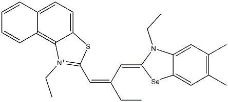 1-Ethyl-2-[2-[(3-ethyl-5,6-dimethylbenzoselenazol-2(3H)-ylidene)methyl]-1-butenyl]naphtho[1,2-d]thiazol-1-ium 구조식 이미지