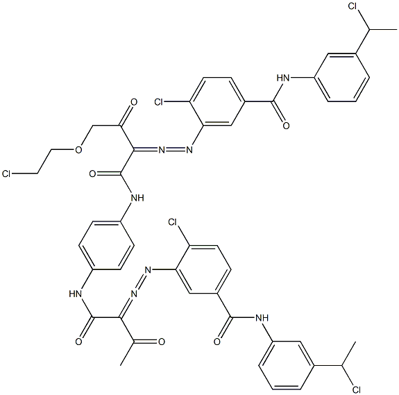 3,3'-[2-[(2-Chloroethyl)oxy]-1,4-phenylenebis[iminocarbonyl(acetylmethylene)azo]]bis[N-[3-(1-chloroethyl)phenyl]-4-chlorobenzamide] Structure