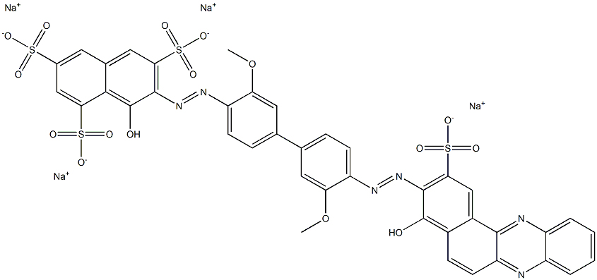 1-Hydroxy-2-[[3,3'-dimethoxy-4'-[(4-hydroxy-2-sulfobenzo[a]phenazin-3-yl)azo]-4-biphenylyl]azo]naphthalene-3,6,8-trisulfonic acid tetrasodium salt Structure