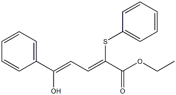 5-Hydroxy-5-phenyl-2-phenylthio-2,4-pentadienoic acid ethyl ester 구조식 이미지