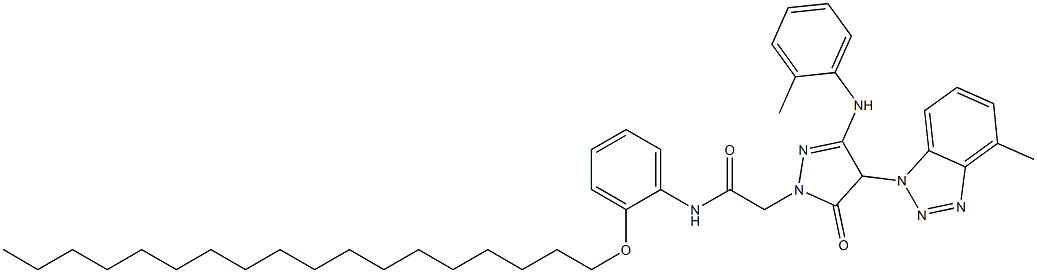 1-[N-(2-Octadecyloxyphenyl)carbamoylmethyl]-3-(2-methylanilino)-4-(methyl-1-benzotriazolyl)-5-oxo-2-pyrazoline 구조식 이미지