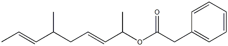 Phenylacetic acid 1,5-dimethyl-2,6-octadienyl ester 구조식 이미지