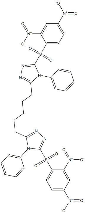 5,5'-(1,5-Pentanediyl)bis[4-(phenyl)-3-(2,4-dinitrophenylsulfonyl)-4H-1,2,4-triazole] 구조식 이미지