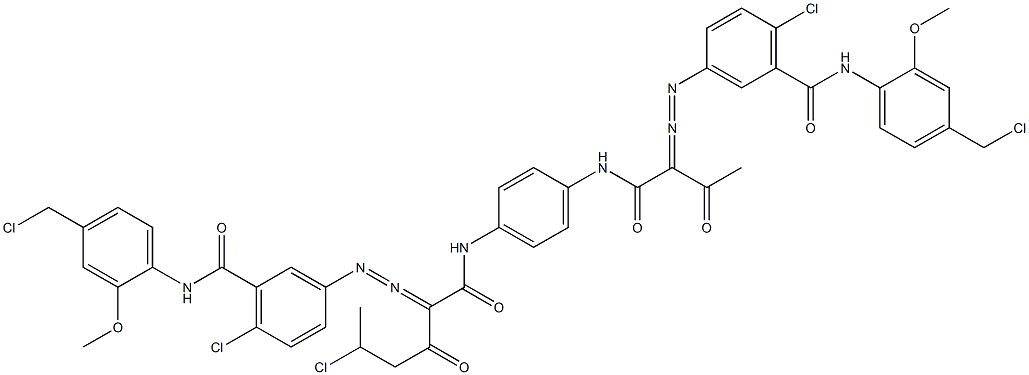 3,3'-[2-(1-Chloroethyl)-1,4-phenylenebis[iminocarbonyl(acetylmethylene)azo]]bis[N-[4-(chloromethyl)-2-methoxyphenyl]-6-chlorobenzamide] 구조식 이미지