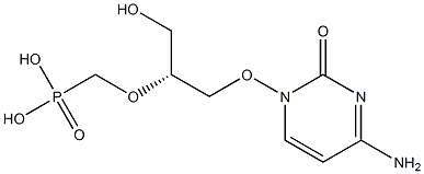 1-[(R)-3-Hydroxy-2-(phosphonomethoxy)propoxy]cytosine 구조식 이미지