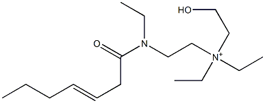 2-[N-Ethyl-N-(3-heptenoyl)amino]-N,N-diethyl-N-(2-hydroxyethyl)ethanaminium 구조식 이미지