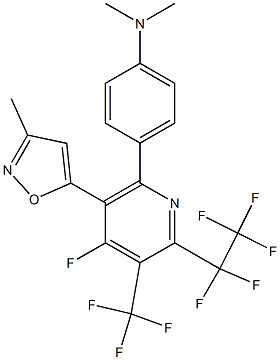 2-(Pentafluoroethyl)-3-(trifluoromethyl)-4-fluoro-5-(3-methylisoxazol-5-yl)-6-[4-(dimethylamino)phenyl]pyridine 구조식 이미지