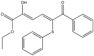 2-Hydroxy-6-oxo-6-phenyl-5-phenylthio-2,4-hexadienoic acid ethyl ester 구조식 이미지