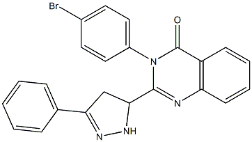 3-(4-Bromophenyl)-2-[[3-(phenyl)-4,5-dihydro-1H-pyrazol]-5-yl]quinazolin-4(3H)-one 구조식 이미지
