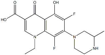 1-Ethyl-6,8-difluoro-5-hydroxy-1,4-dihydro-4-oxo-7-(3-methyl-1-piperazinyl)quinoline-3-carboxylic acid 구조식 이미지