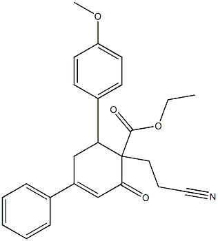 6-(4-Methoxyphenyl)-1-(2-cyanoethyl)-2-oxo-4-phenyl-3-cyclohexene-1-carboxylic acid ethyl ester 구조식 이미지