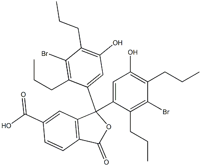 1,1-Bis(3-bromo-5-hydroxy-2,4-dipropylphenyl)-1,3-dihydro-3-oxoisobenzofuran-6-carboxylic acid 구조식 이미지