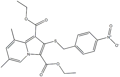 2-(4-Nitrobenzylthio)-6,8-dimethylindolizine-1,3-dicarboxylic acid diethyl ester 구조식 이미지